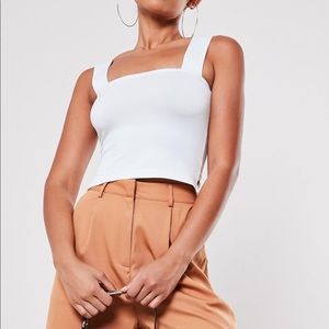 Missguided White Strap Square Neck Tank Top